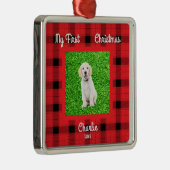 自分の犬の写真を作成する1stクリスマス メタルオーナメント (右)