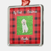 自分の犬の写真を作成する1stクリスマス メタルオーナメント (左)