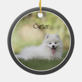 自分の犬の写真を追加カスタムする セラミックオーナメント (裏面)