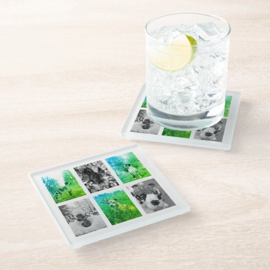 自分の犬笑わされる写真を作成🐶🍹 ガラスコースター (アングル)