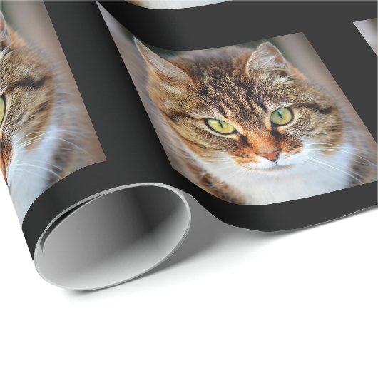 自分の猫の写真をパーソナライズされた作成する ラッピングペーパー (ロールコーナー)