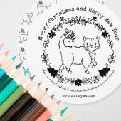 自分の猫サークルのクリスマスホリデーカードに色を付ける シーズンカード