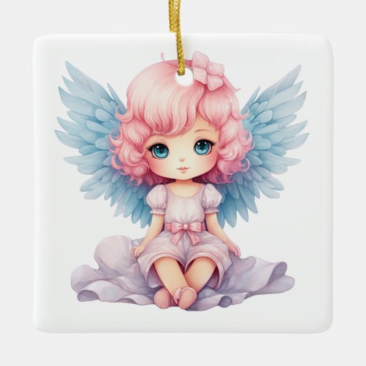 自分の甘いクリスマスエンジェルを作成 セラミックオーナメント (正面)