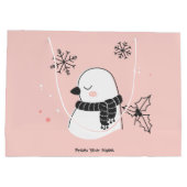 自分の甘い亀の鳩のクリスマスを作成 ラージペーパーバッグ (裏面)