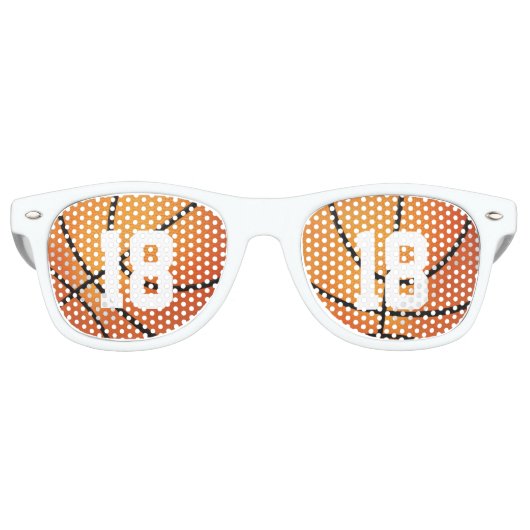 自分の番号でバスケットボール |スポーツギフト レトロサングラス (正面)