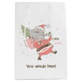 自分の白いサンタクロース間抜けを作成する ミディアムペーパーバッグ (正面)