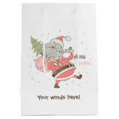 自分の白いサンタクロース間抜けを作成する ミディアムペーパーバッグ (裏面)