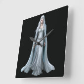 自分の白い魔女を作成 スクエア壁時計 (傾斜)
