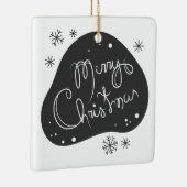 自分の白黒のメリークリスマスを作成 セラミックオーナメント (右)