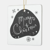 自分の白黒のメリークリスマスを作成 セラミックオーナメント (左)