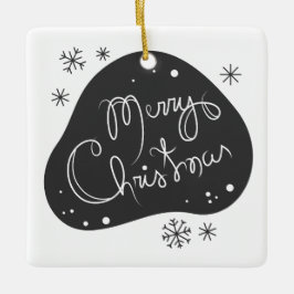 自分の白黒のメリークリスマスを作成 セラミックオーナメント