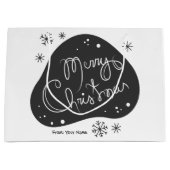 自分の白黒のメリークリスマスを作成 ラージペーパーバッグ (正面)