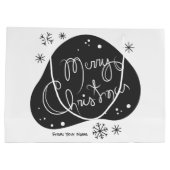 自分の白黒のメリークリスマスを作成 ラージペーパーバッグ (裏面)