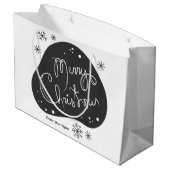 自分の白黒のメリークリスマスを作成 ラージペーパーバッグ (裏面アングル)