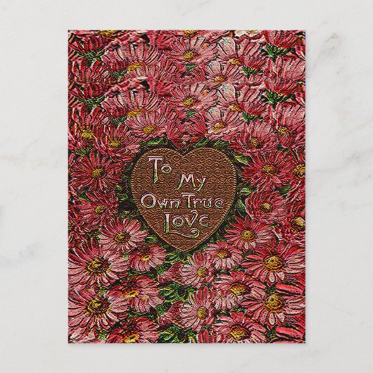 自分の真の愛ハートと花はがき ポストカード (正面)