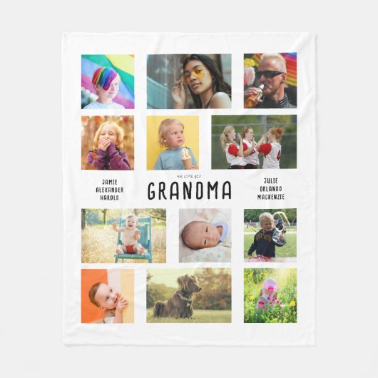 自分の祖父母のフォトコラージュを作成する フリースブランケット (正面)