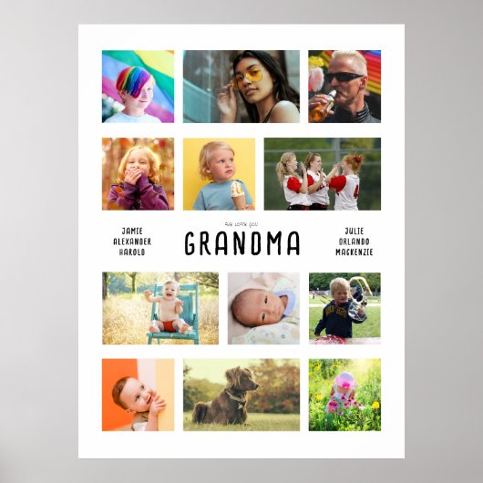 自分の祖父母を作成するフォトコラージュの大きい ポスター (正面)