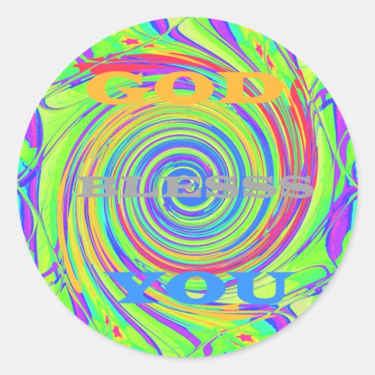 自分の神を創造する祝福感動的文字 ラウンドシール (正面)