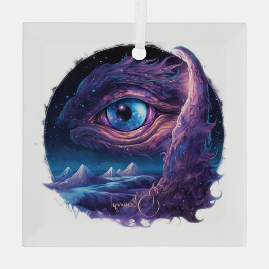 自分の神秘的なドラゴンの目を作る ガラスオーナメント (裏面)