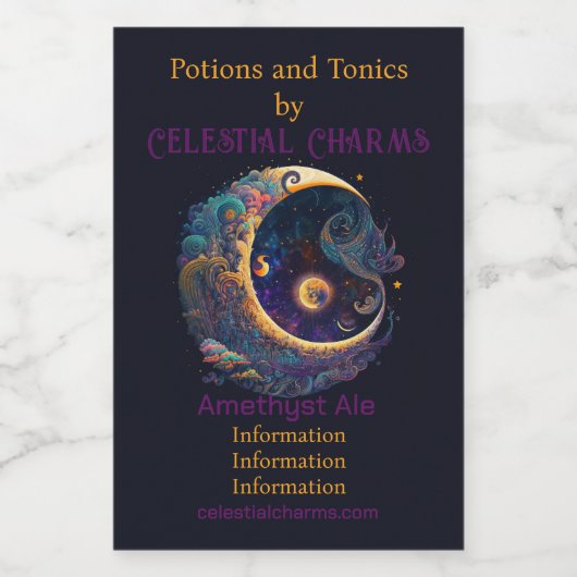 自分の神秘的な人魚の月を作成 ワインラベル (シングルラベル)