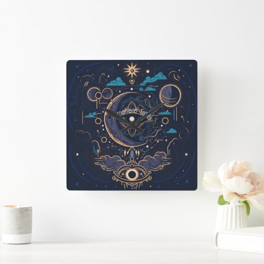 自分の神秘的な天月を作成する スクエア壁時計 (ホーム)