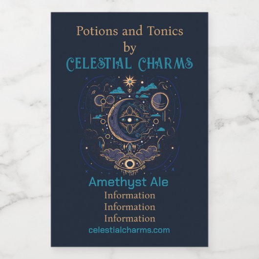 自分の神秘的な天月を作成する ワインラベル (シングルラベル)