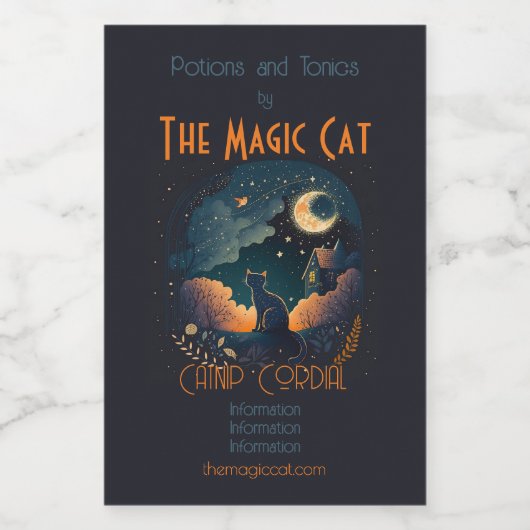 自分の神秘的な真夜中の黒猫を作る ワインラベル (シングルラベル)