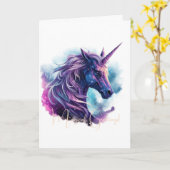 自分の神秘的な紫のユニコーンを作成 カード (黄色い花)
