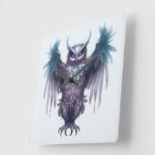 自分の神秘的な紫色のフクロウを作成 スクエア壁時計 (傾斜)