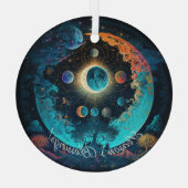 自分の神秘的な青い月の森を作成 ガラスオーナメント (裏面)