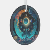 自分の神秘的な青い月の森を作成 ガラスオーナメント (正面右)