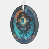 自分の神秘的な青い月の森を作成 ガラスオーナメント (正面左)