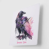 自分の神秘的な黒いレイヴンを作る スクエア壁時計 (傾斜)