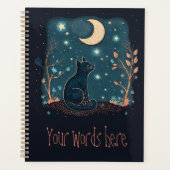 自分の神秘的な黒猫とワイルドフラワーを作成 プランナー手帳 (正面)