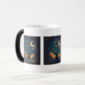 自分の神秘的な黒猫と鳥を生み出す モーフィングマグカップ (正面左)