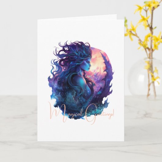 自分の神話のサイレンのマーメイドを作成 カード (黄色い花)