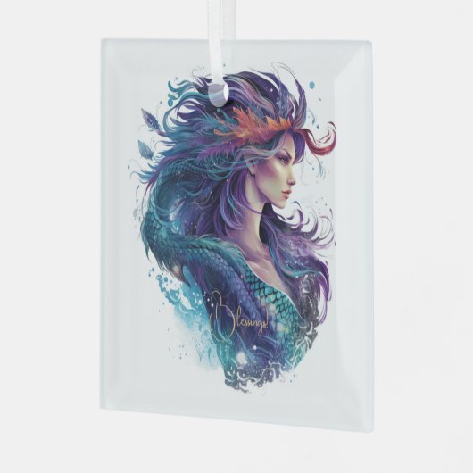 自分の神話のマーメイドを作成する ガラスオーナメント (正面左)