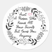 自分の秘密を全て知っているが愛している人を叔母に付ける ラウンドシール (正面)