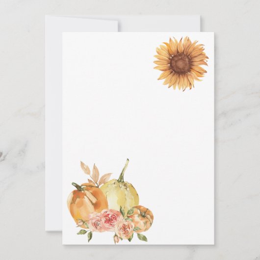 自分の空白の秋カボチャのオレンジひまわり花を追加 招待状 (正面)