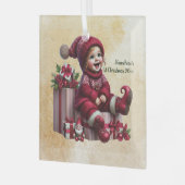 自分の笑顔のヴィンテージのクリスマス格言を作成 ガラスオーナメント (正面左)