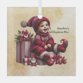 自分の笑顔のヴィンテージのクリスマス格言を作成 ガラスオーナメント