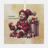 自分の笑顔のヴィンテージのクリスマス格言を作成 ガラスオーナメント (裏面)