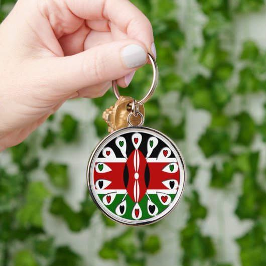 自分の素敵なケニヤカラフルハートの作成 キーホルダー (手)