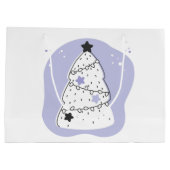 自分の紫色のクリスマスツリーを作成する ラージペーパーバッグ (裏面)