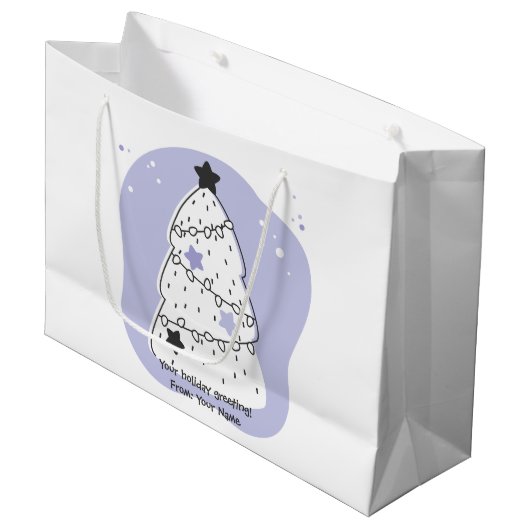 自分の紫色のクリスマスツリーを作成する ラージペーパーバッグ (正面アングル)