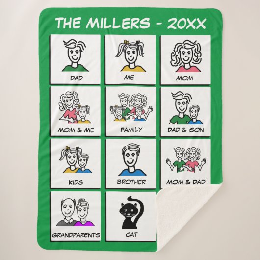 自分の緑のインスタントフォトファミリーコラージュを作成 シェルパブランケット (正面)