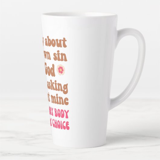 自分の罪のプロの選択について心配する カフェラテマグ (右)