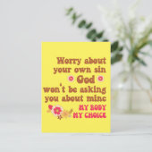 自分の罪のプロの選択について心配する ポストカード (スタンド正面)