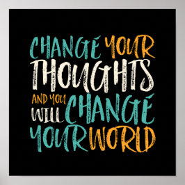 自分の考え世界を変えインスパイアる ポスター