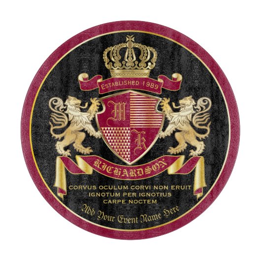 自分の腕のコートを赤い金ゴールドの紋章にする カッティングボード (正面)